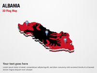 3D Section Map with Albania Flag 