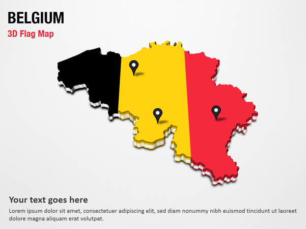 3D Section Map with Belgium Flag