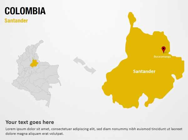 Santander - Colombia PowerPoint Map Slides - Santander - Colombia Map