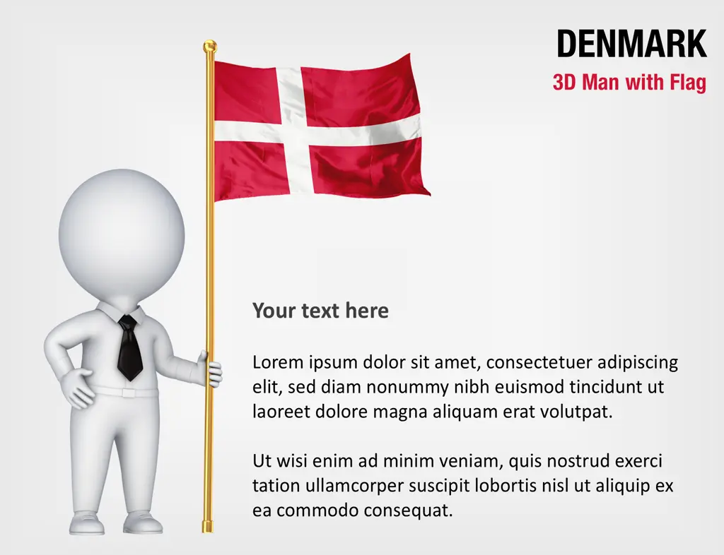 3D Man with Denmark Flag