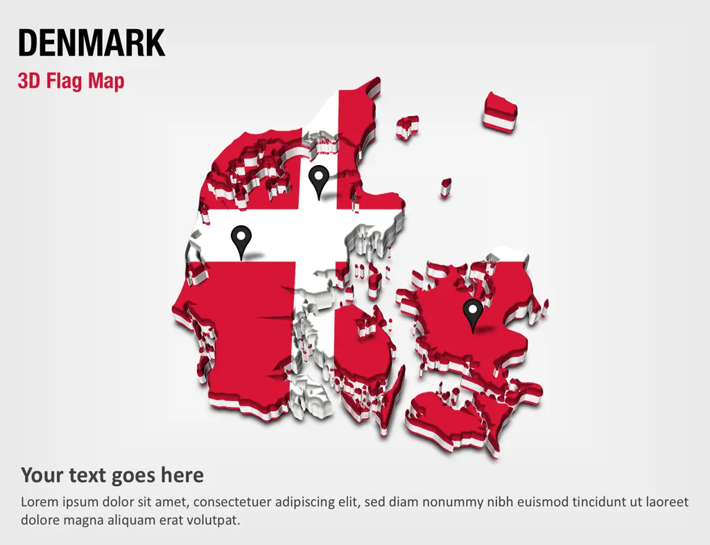 3D Section Map with Denmark Flag