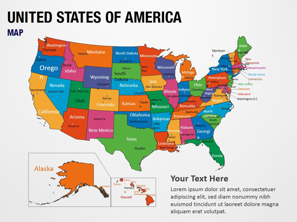 United States of America Map PowerPoint Map Slides - United States of