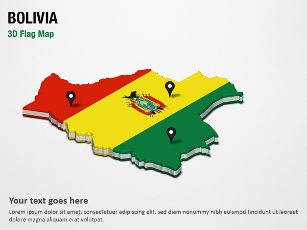 3D Section Map with Bolivia Flag