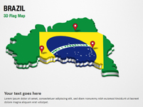 3D Section Map with Brazil Flag