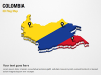 3D Section Map with Colombia Flag