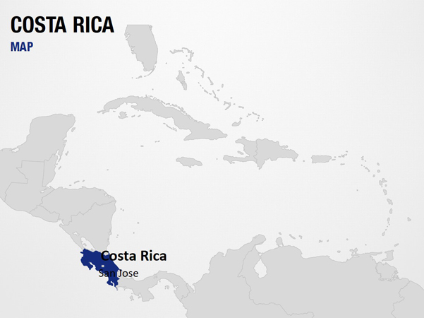 Costa Rica on World Map