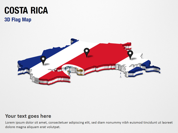 3D Section Map with Costa Rica Flag