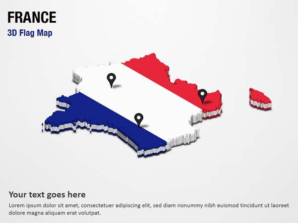 3D Section Map with France Flag