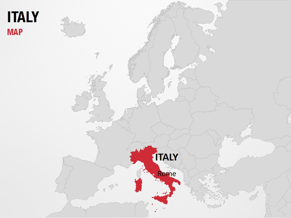 Italy on World Map