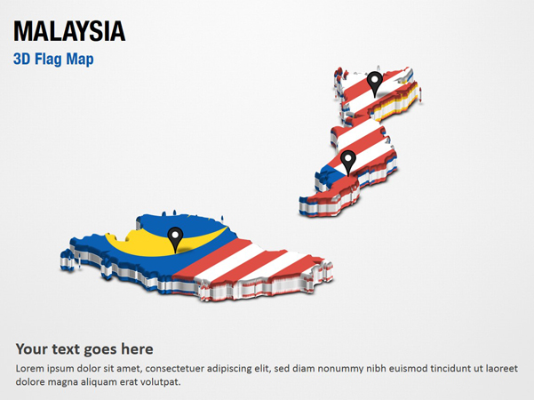 3D Section Map with Malaysia Flag