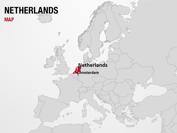 Netherlands On World Map Powerpoint Map Slides Netherlands On