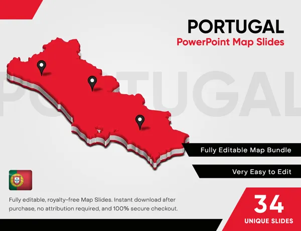 Este slide editável do PowerPoint apresenta Portugal