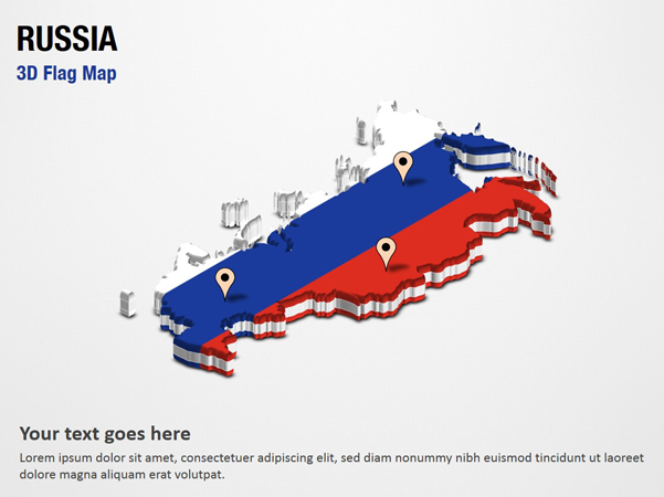 3D Section Map with Russia Flag