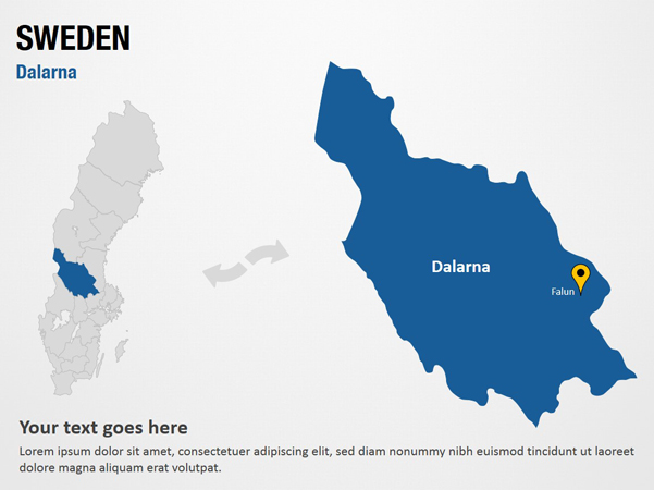 Dalarna Sweden PowerPoint Map Slides Dalarna Sweden Map PPT