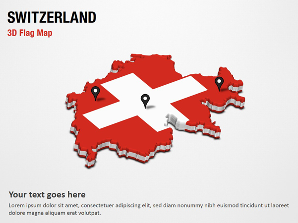 3D Section Map with Switzerland Flag